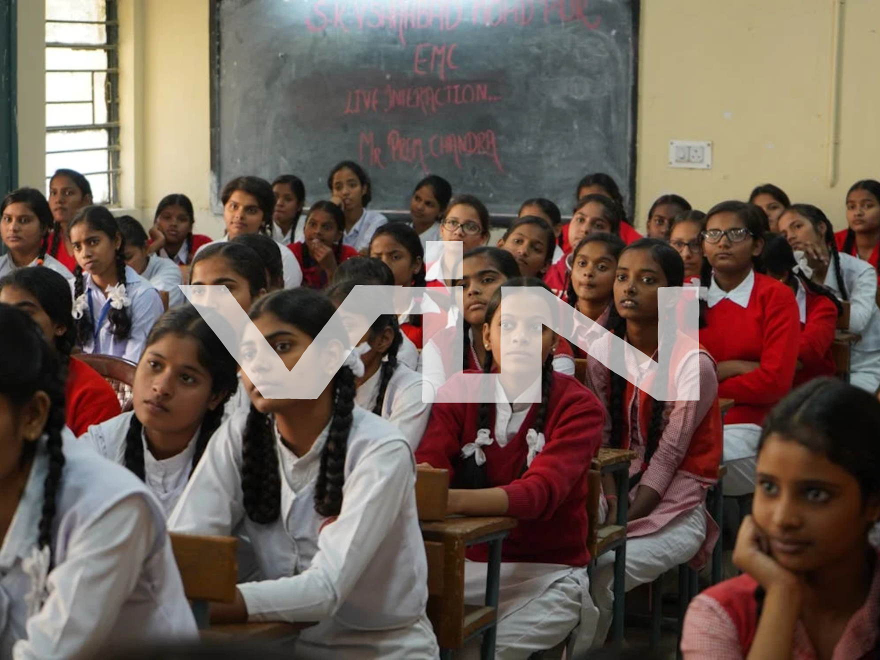 AI-powered classroom in a government school in Bareilly showing students engaged with digital learning
