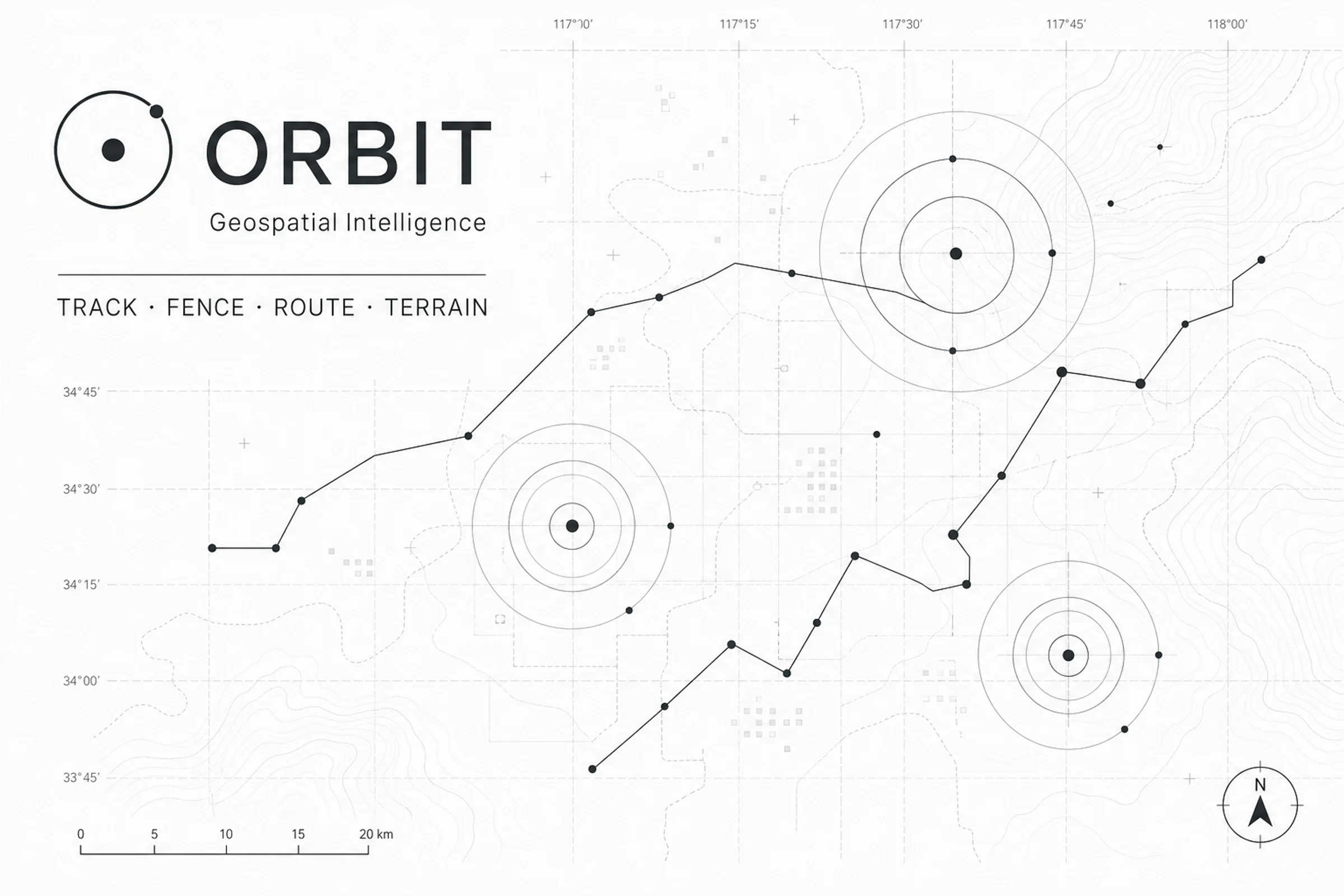 Orbit geospatial operating layer for routes, sectors, and assets
